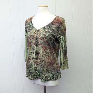 Vintage y2k Tie Dye Paisley Swirl Bejeweled Fairy Hippie Boho Top Size PL